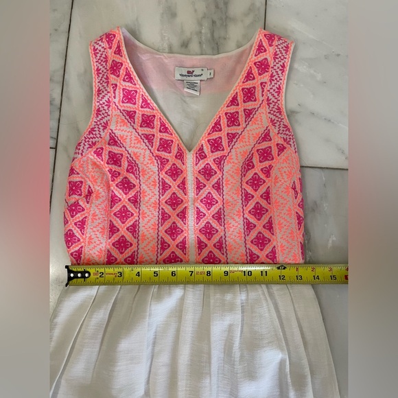 Vineyard Vines, women’s 2, cotton and linen maxi dress w/ hot pink woven accents - Picture 7 of 11